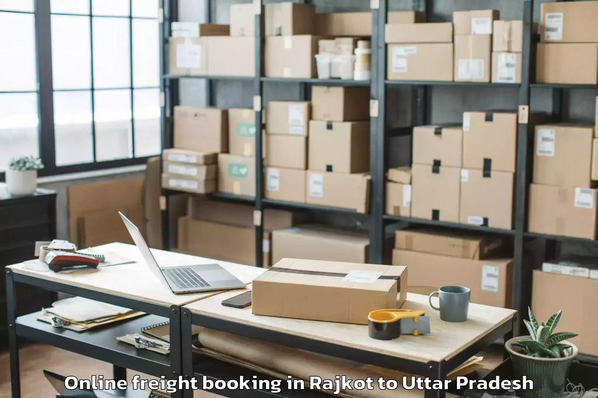 Rajkot to Muhammadabad Gohna Online Freight Booking